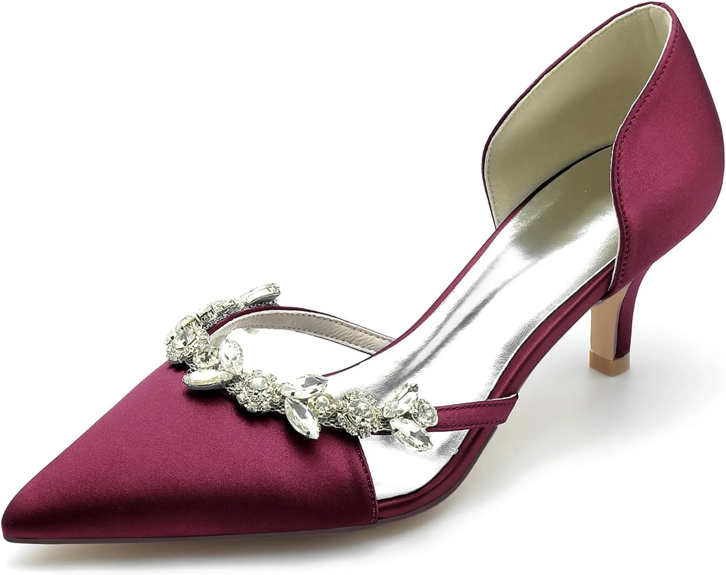 Low Heel Evening Wedding Shoes Pointed Toe Dress Court Shoes Party Rhinestones Bridal Shoes