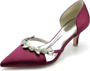 Low Heel Evening Wedding Shoes Pointed Toe Dress Court Shoes Party Rhinestones Bridal Shoes