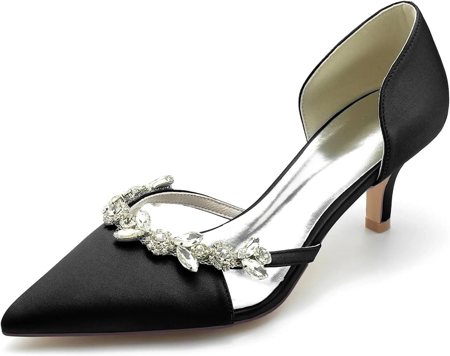 Low Heel Evening Wedding Shoes Pointed Toe Dress Court Shoes Party Rhinestones Bridal Shoes