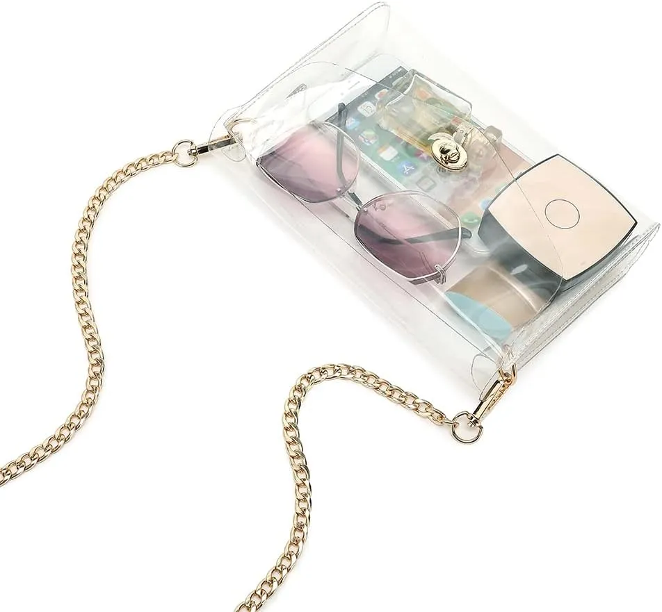 LOXOMU Clear Purse for Women, Stadium Approved Crossbody Bag, Handbag Clutch for Concerts, Work, Sports Events