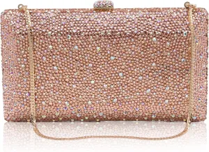 Luxury Crystal Evening Bag for Women Wedding Rhinestone Cocktail Party Clutch Purses AB Stone Prom Metal Box Handbag