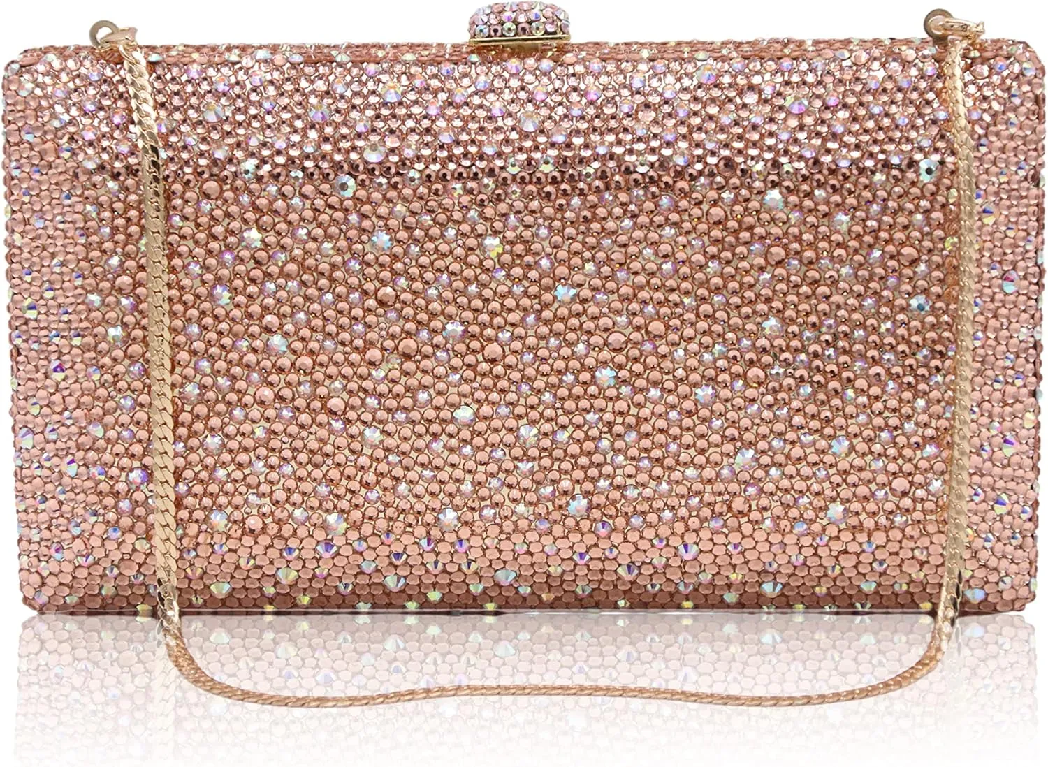 Luxury Crystal Evening Bag for Women Wedding Rhinestone Cocktail Party Clutch Purses AB Stone Prom Metal Box Handbag