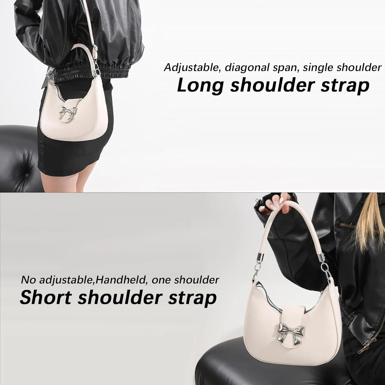 LYDZTION Shoudler Bag for Women,Tote Bag Purses for Women Crescent Adjustable Shoudler Strap Bag,Leather Crossbody Purse