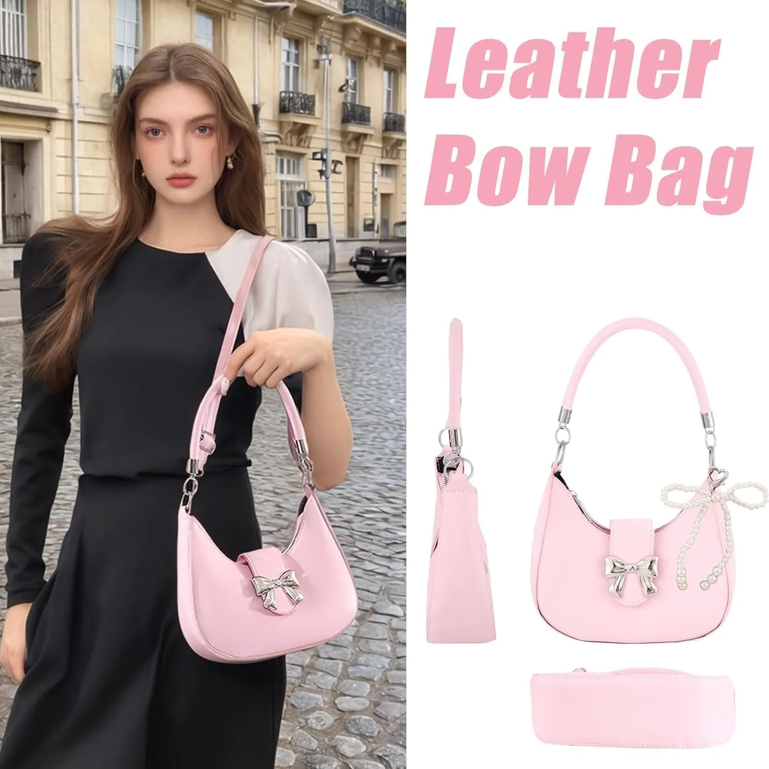 LYDZTION Shoudler Bag for Women,Tote Bag Purses for Women Crescent Adjustable Shoudler Strap Bag,Leather Crossbody Purse