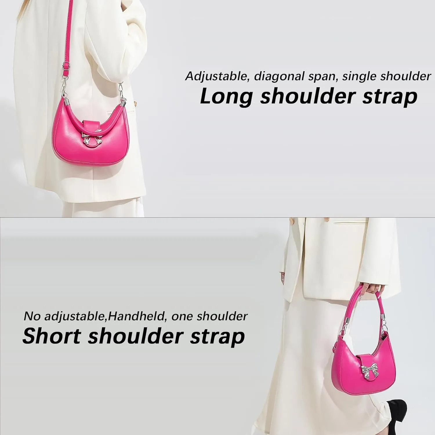 LYDZTION Shoudler Bag for Women,Tote Bag Purses for Women Crescent Adjustable Shoudler Strap Bag,Leather Crossbody Purse