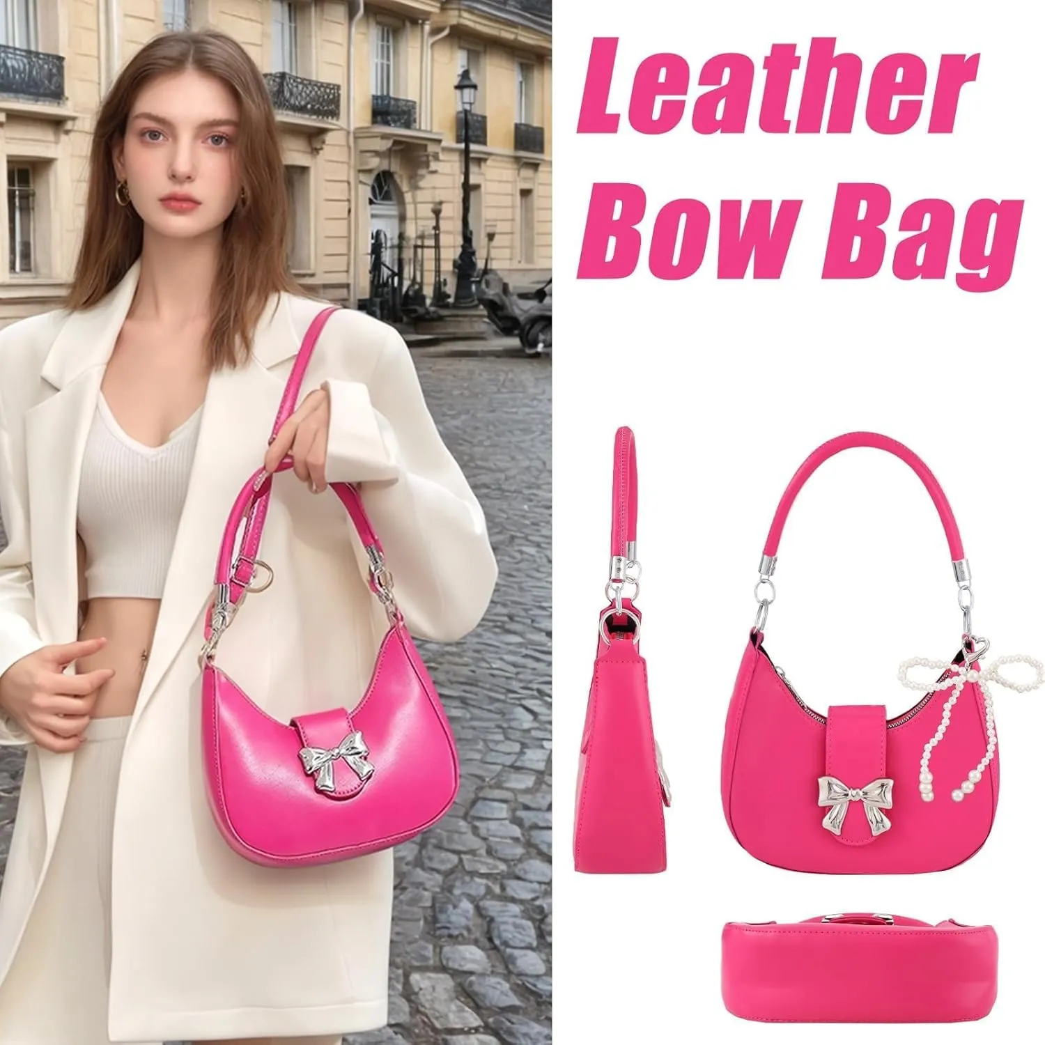 LYDZTION Shoudler Bag for Women,Tote Bag Purses for Women Crescent Adjustable Shoudler Strap Bag,Leather Crossbody Purse