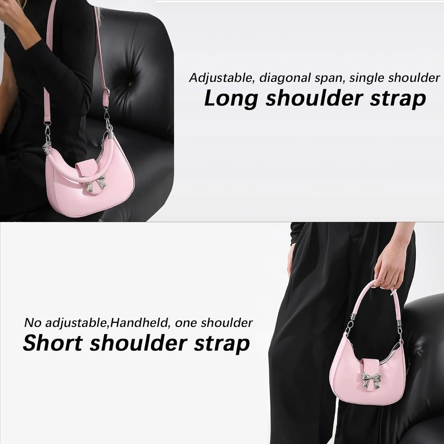 LYDZTION Shoudler Bag for Women,Tote Bag Purses for Women Crescent Adjustable Shoudler Strap Bag,Leather Crossbody Purse