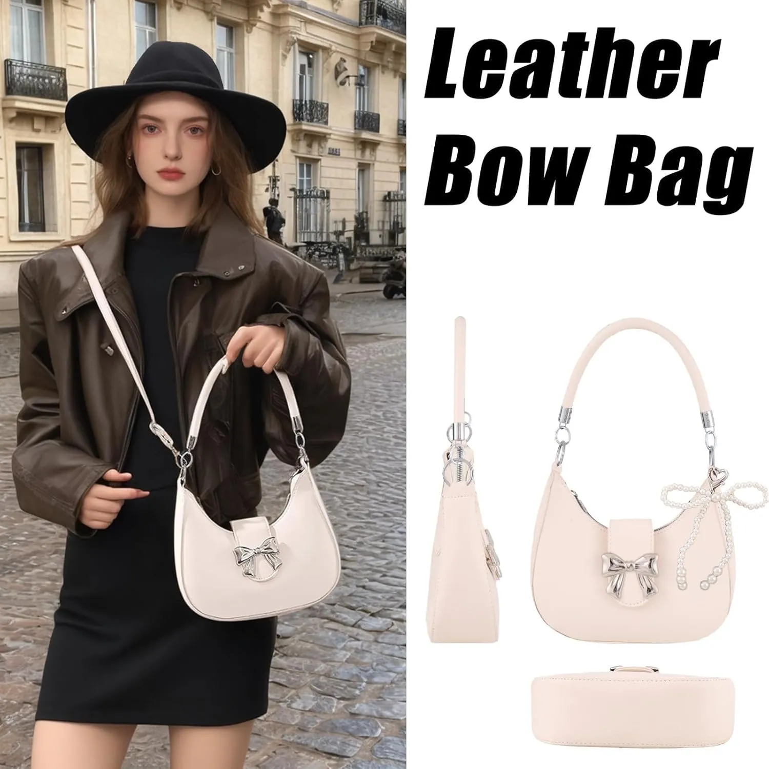 LYDZTION Shoudler Bag for Women,Tote Bag Purses for Women Crescent Adjustable Shoudler Strap Bag,Leather Crossbody Purse