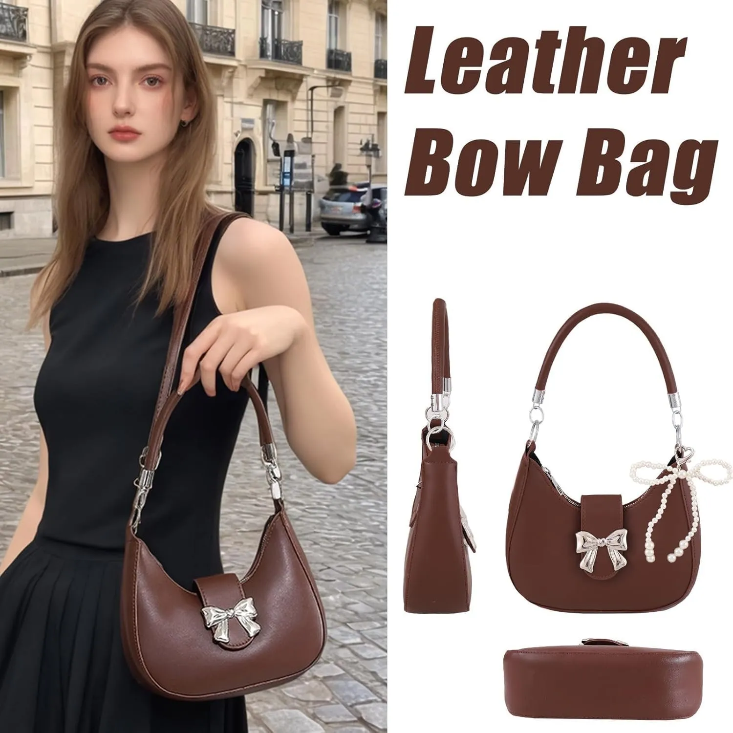 LYDZTION Shoudler Bag for Women,Tote Bag Purses for Women Crescent Adjustable Shoudler Strap Bag,Leather Crossbody Purse