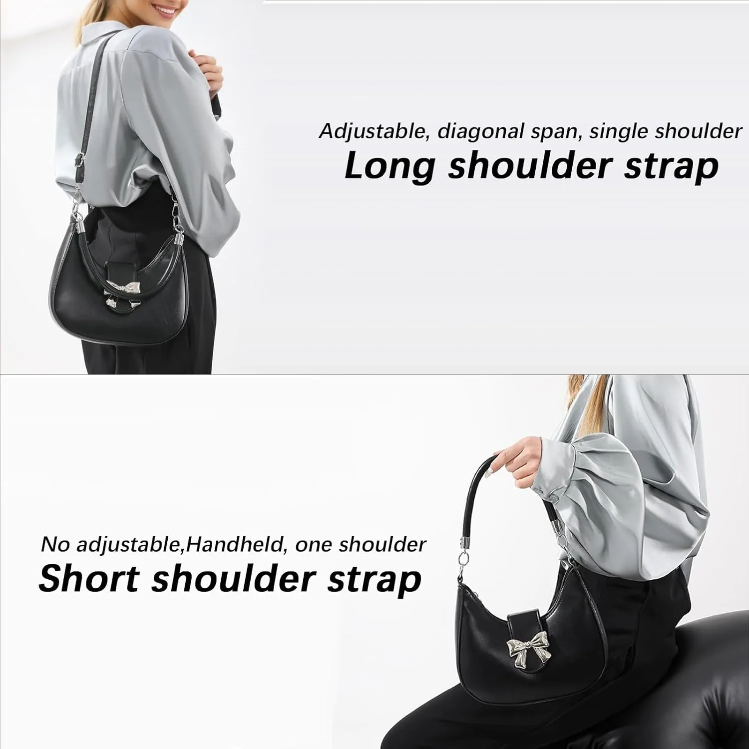 LYDZTION Shoudler Bag for Women,Tote Bag Purses for Women Crescent Adjustable Shoudler Strap Bag,Leather Crossbody Purse