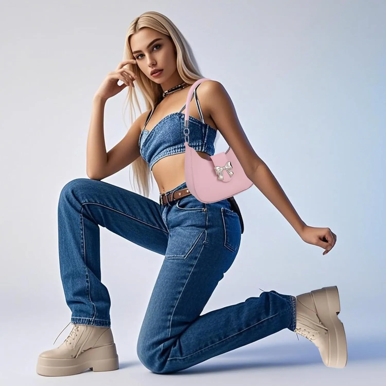 LYDZTION Shoudler Bag for Women,Tote Bag Purses for Women Crescent Adjustable Shoudler Strap Bag,Leather Crossbody Purse