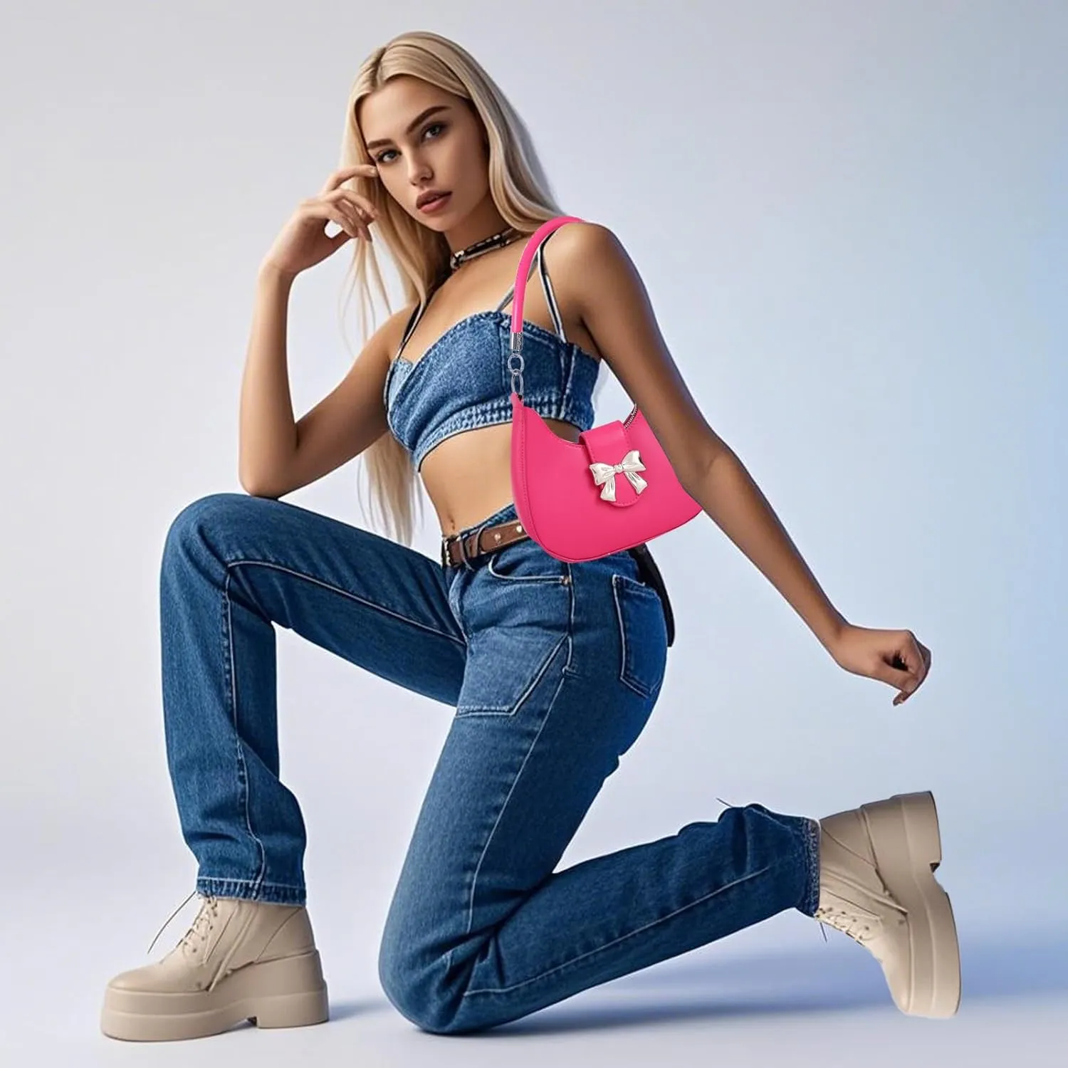 LYDZTION Shoudler Bag for Women,Tote Bag Purses for Women Crescent Adjustable Shoudler Strap Bag,Leather Crossbody Purse