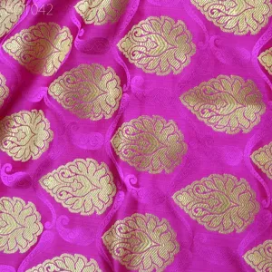 Magenta Brocade costume fabric Brocade by the Yard Indian Brocade Wedding Dress Crafting Fabric Banarasi Lehenga Dress Home Decor Material