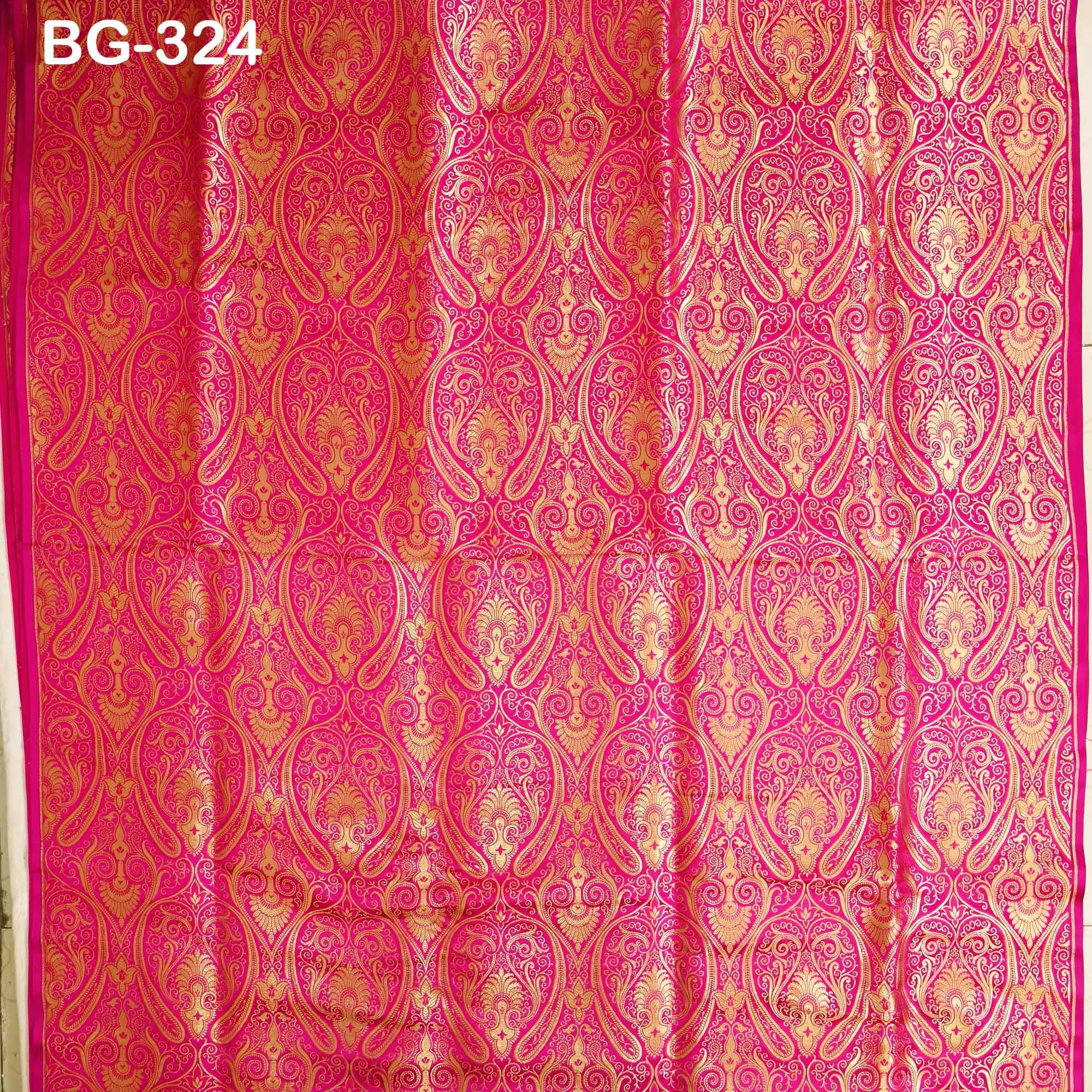 Magenta Brocade Fabric by the Yard Historic Costume Indian Banarasi Wedding Dress Material Banaras Knee Length Coat Sew Upholstery Drapery
