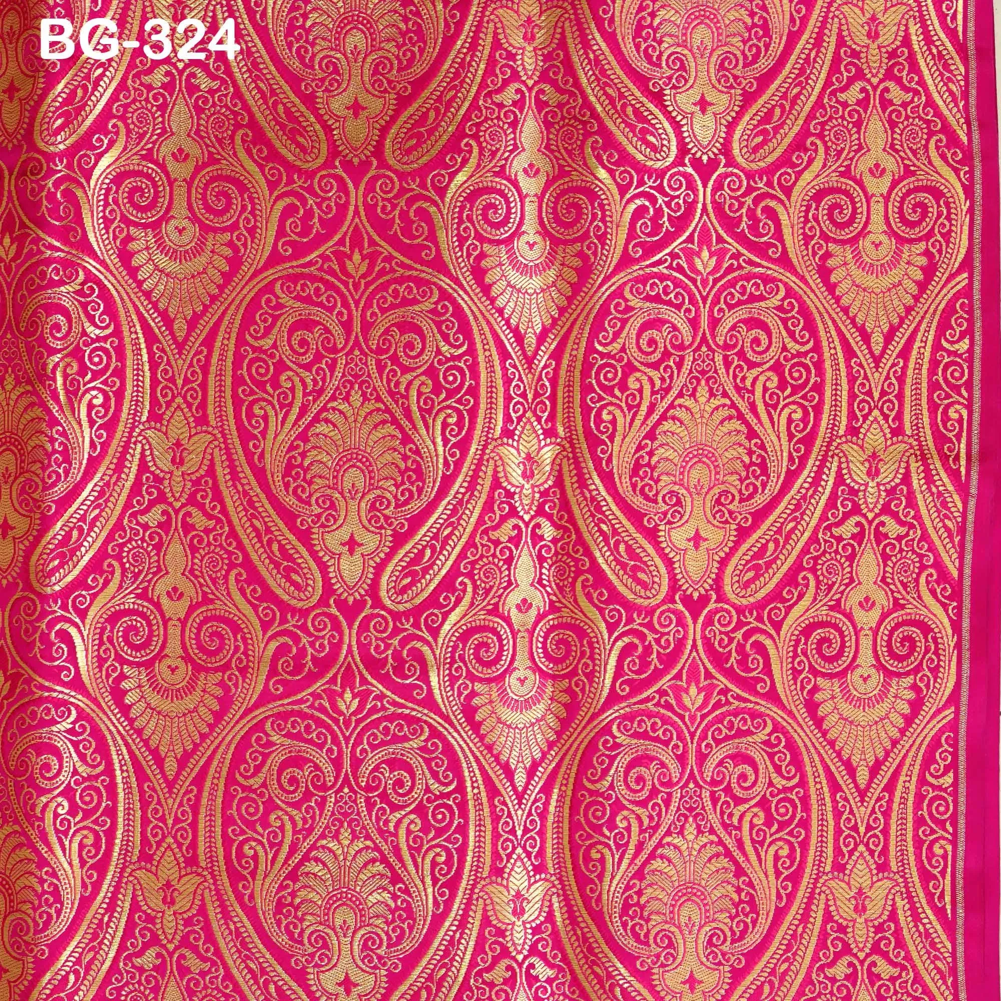 Magenta Brocade Fabric by the Yard Historic Costume Indian Banarasi Wedding Dress Material Banaras Knee Length Coat Sew Upholstery Drapery