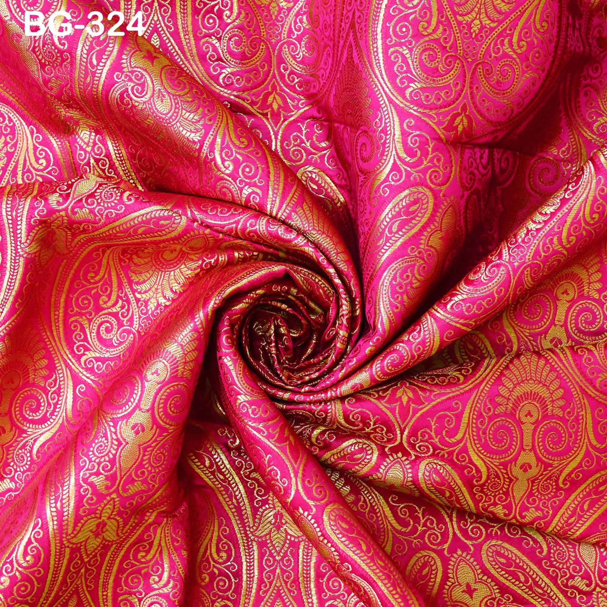Magenta Brocade Fabric by the Yard Historic Costume Indian Banarasi Wedding Dress Material Banaras Knee Length Coat Sew Upholstery Drapery