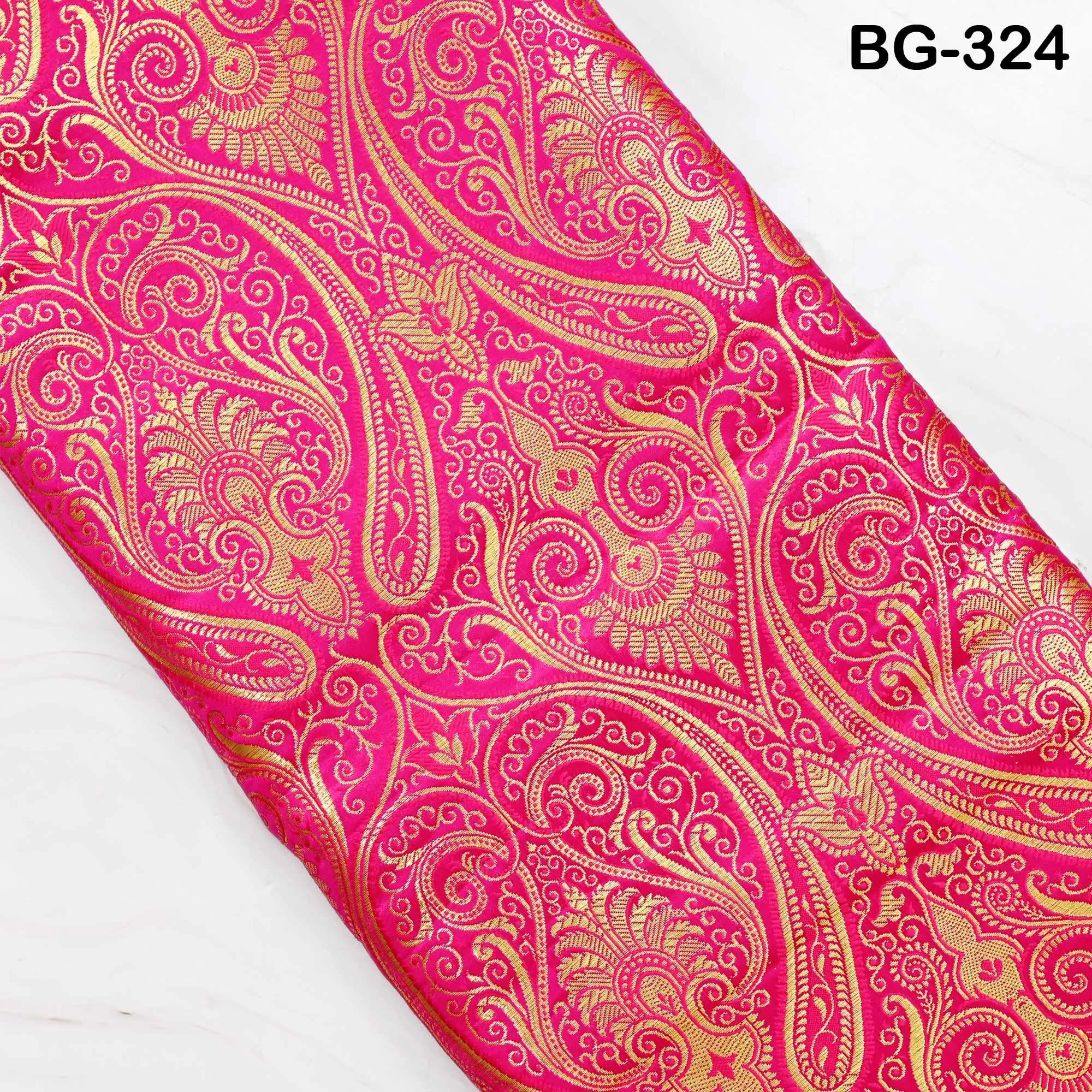 Magenta Brocade Fabric by the Yard Historic Costume Indian Banarasi Wedding Dress Material Banaras Knee Length Coat Sew Upholstery Drapery