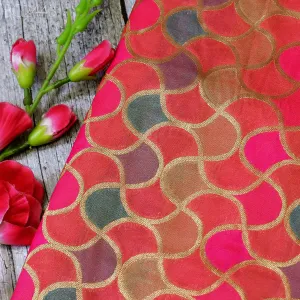 Magenta Brocade Fabric by the Yard Wedding Dresses Lehenga Skirt Jackets Indian Blended Banarasi Dress Material Sewing Home Décor Crafting