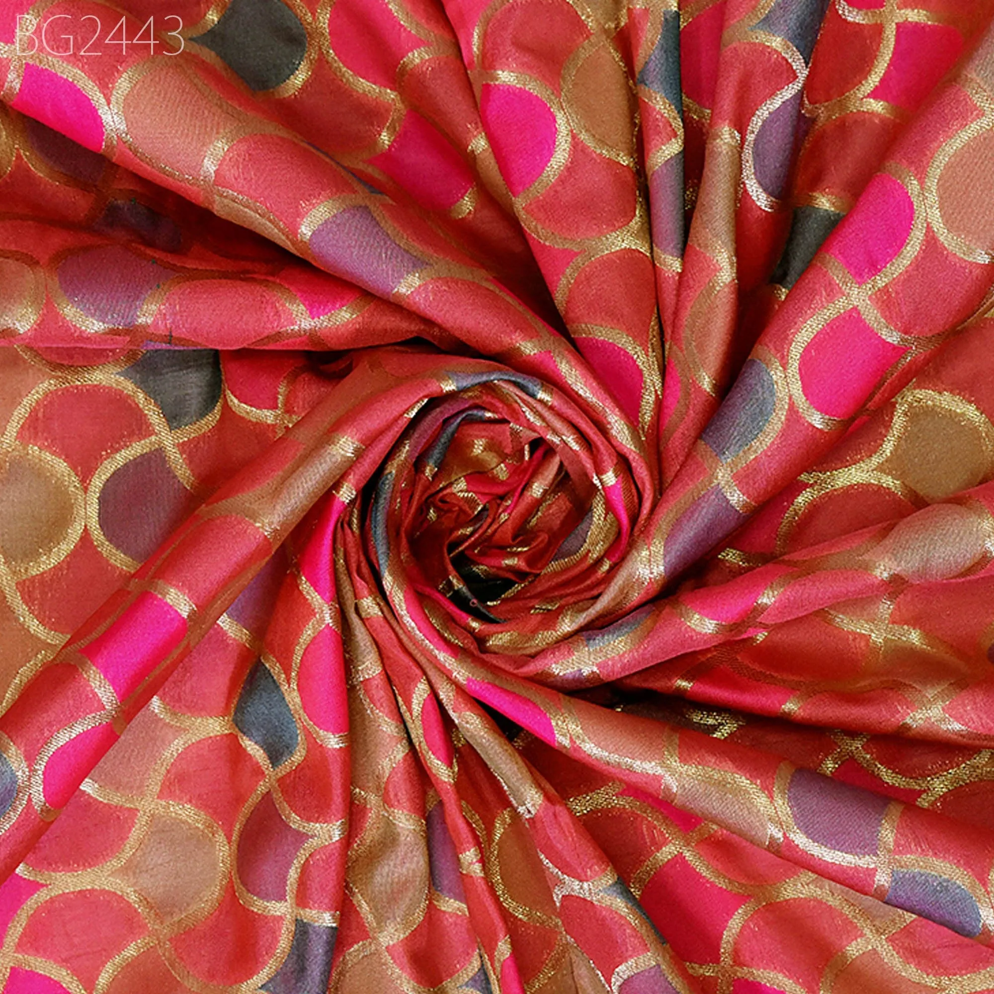 Magenta Brocade Fabric by the Yard Wedding Dresses Lehenga Skirt Jackets Indian Blended Banarasi Dress Material Sewing Home Décor Crafting