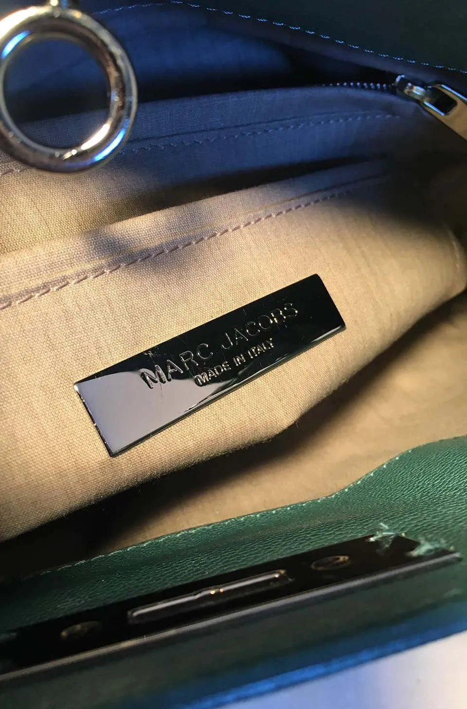 Marc Jacobs Seafoam Green Leather and Sequin Small Duffy Frog Tote