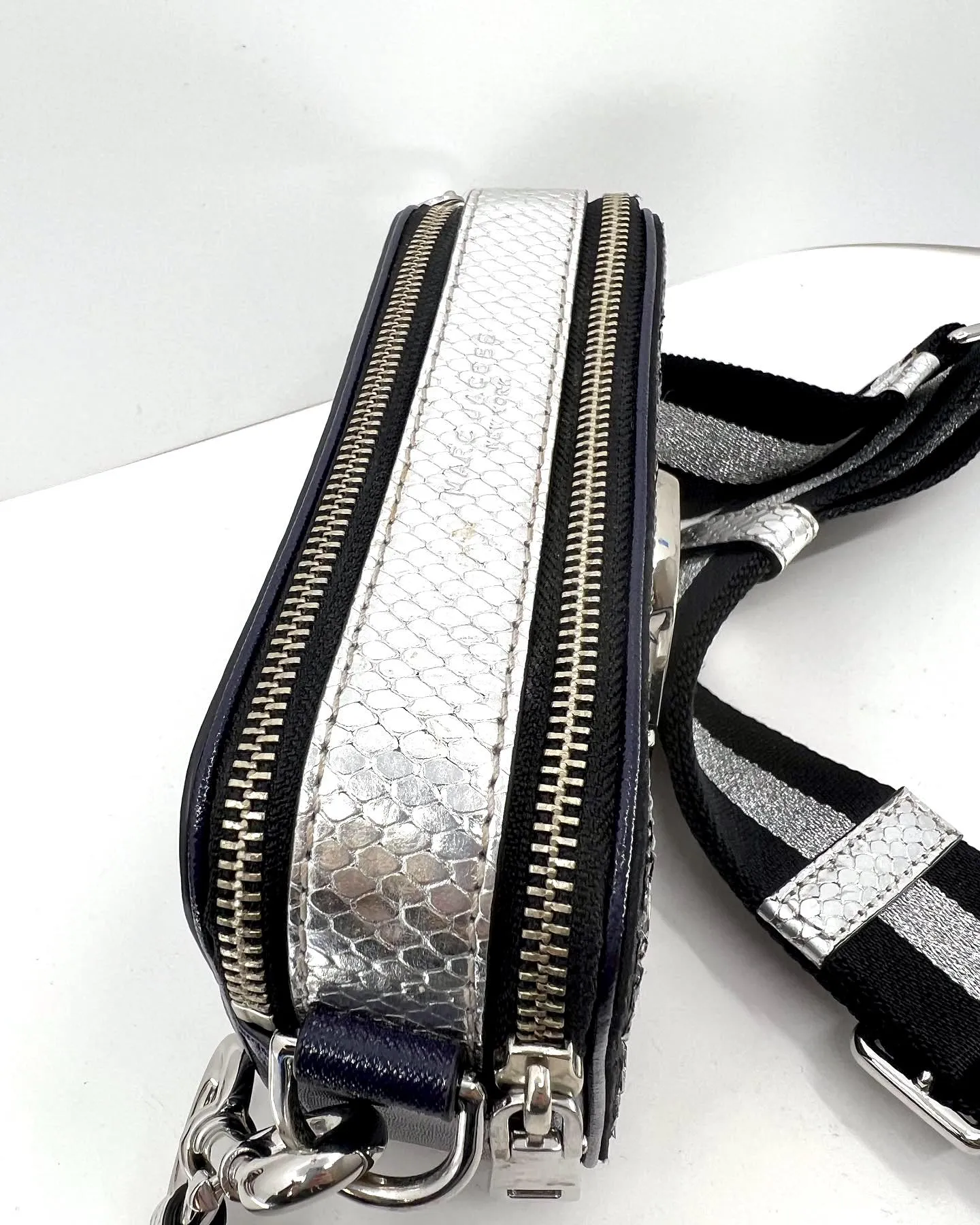 MARC JACOBS SNAPSHOT SEQUIN LEATHER CAMERA CROSSBODY BAG