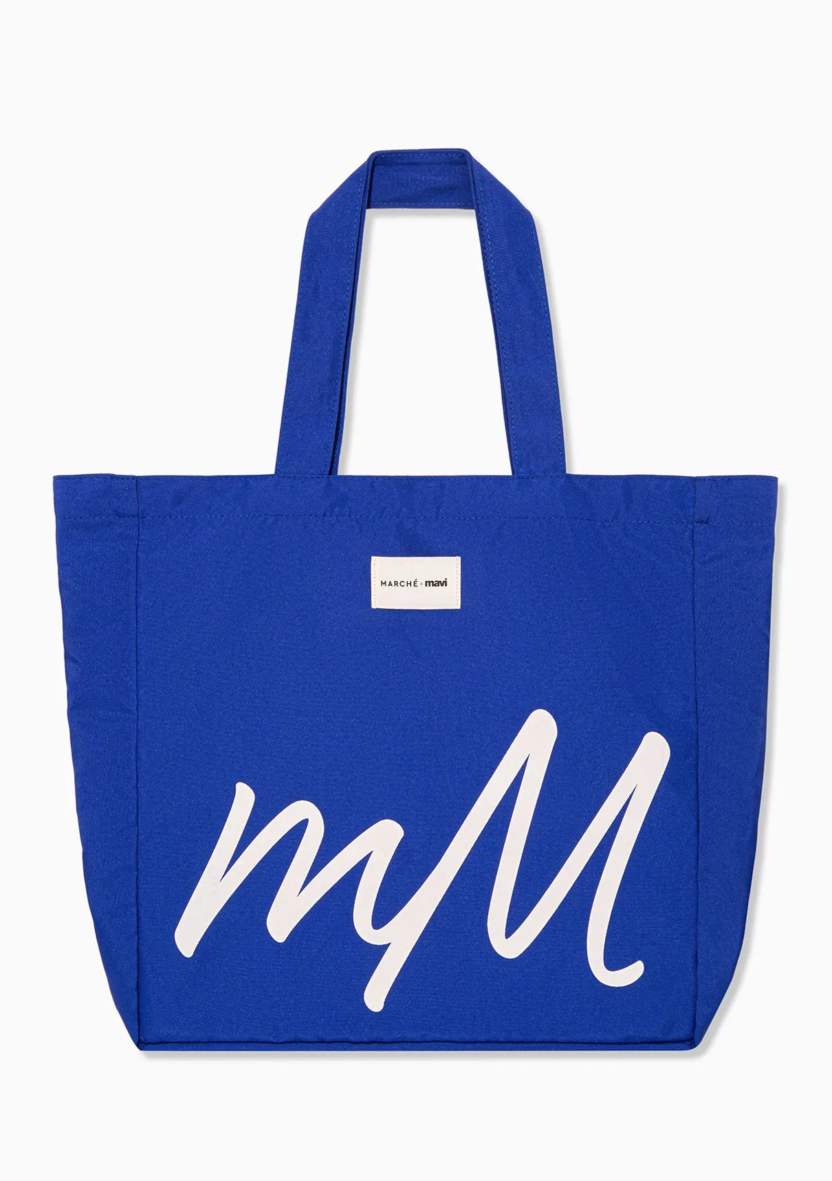 Marche X Mavi M Logo Printed Blue Shopper Bag
