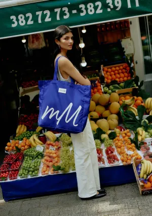 Marche X Mavi M Logo Printed Blue Shopper Bag