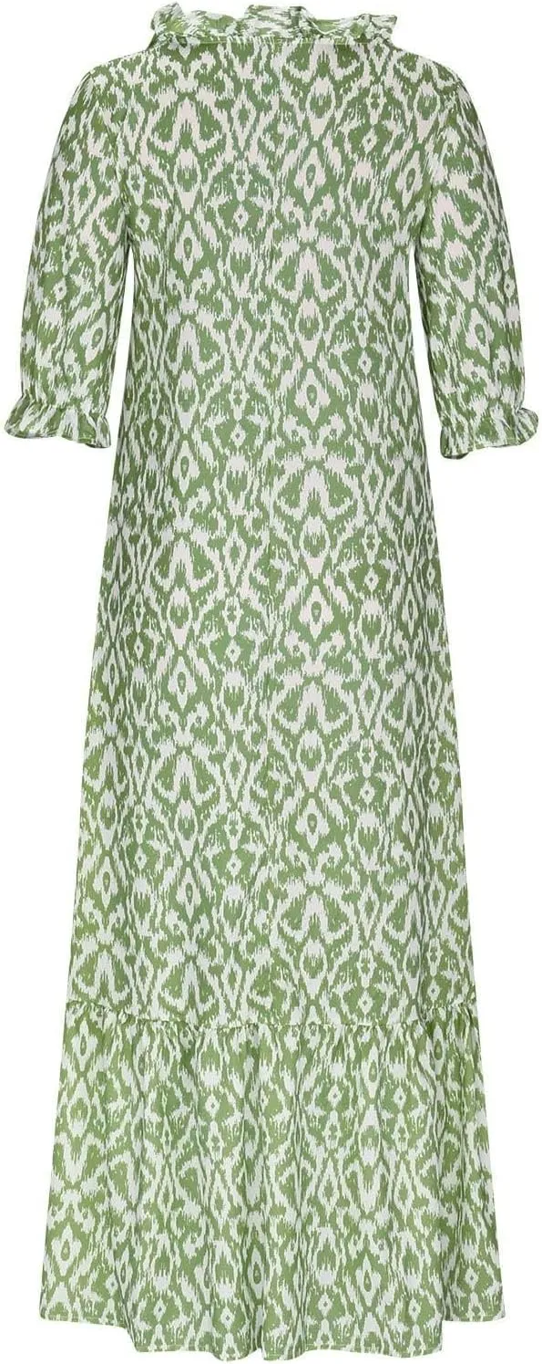 Maxi Dress for Women Casual Dressy V Neck Half Sleeve Tiered Boho Long Dresses Summer Bohemian Sundress Party Evening