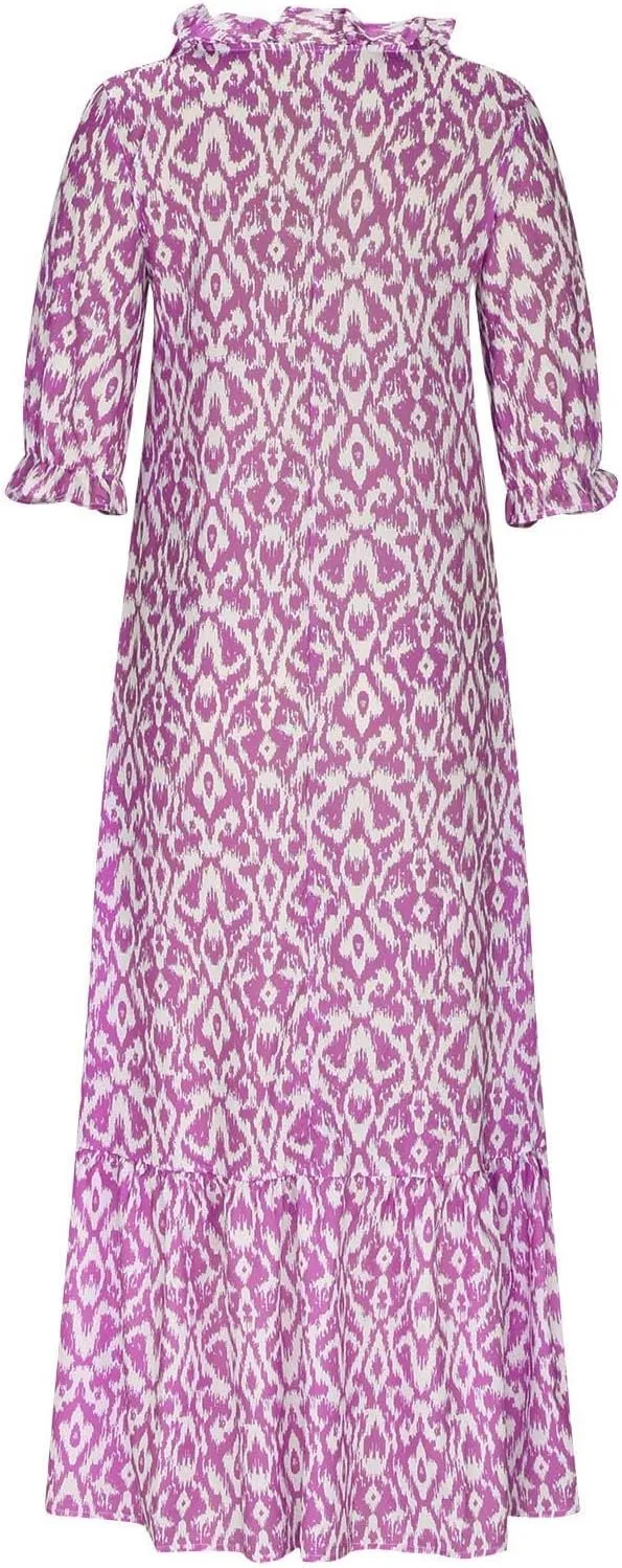 Maxi Dress for Women Casual Dressy V Neck Half Sleeve Tiered Boho Long Dresses Summer Bohemian Sundress Party Evening
