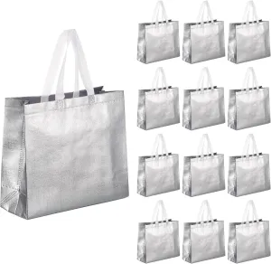 MECCANIXITY 60Pcs Reusable Gift Bags, Tote Glossy Grocery Shopping Bag with Handles for Birthday Parties, Wedding, Christmas