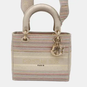 Medium Embroidered Canvas Stripes Lady D-Lite