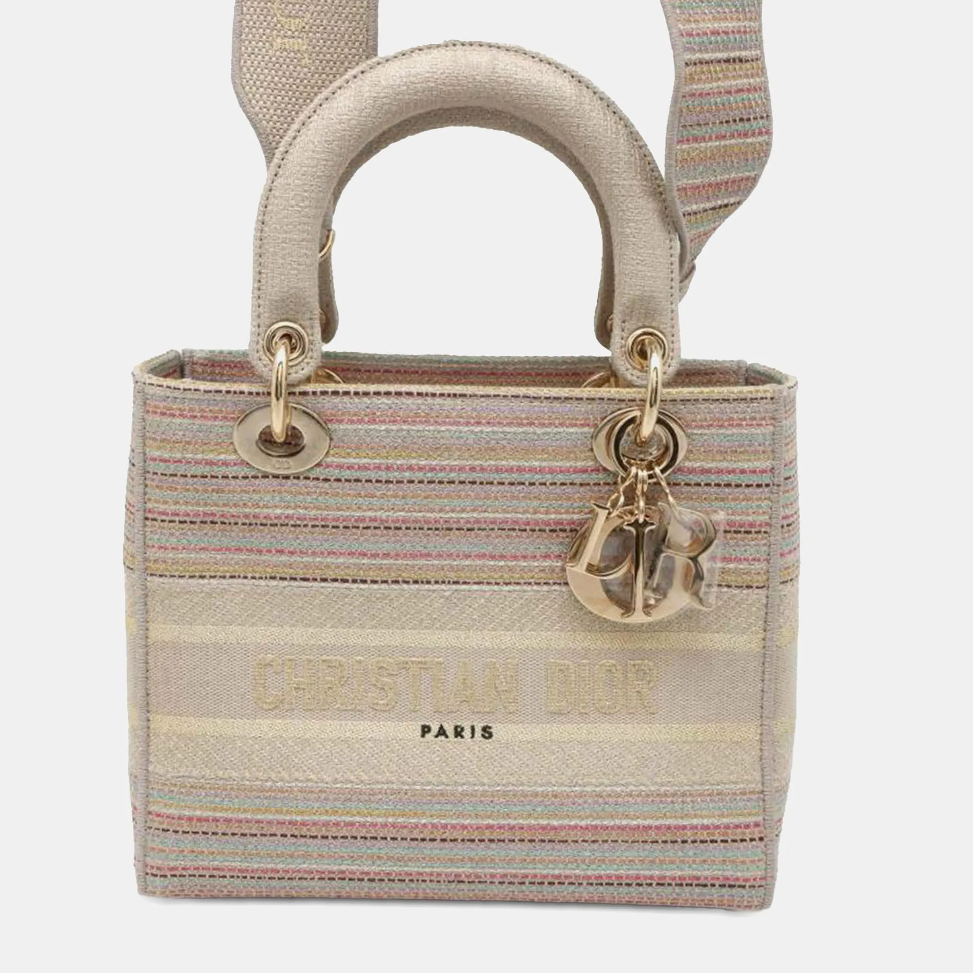 Medium Embroidered Canvas Stripes Lady D-Lite