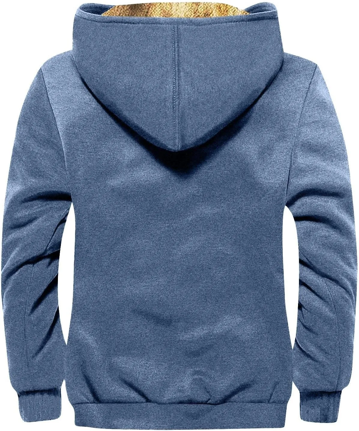 Mens Fuzzy Sherpa Jacket Long Sleeve Fleece Zip Up Coat Faux Fur Over Outerwear Windproof Casual Hoodies Plus Size