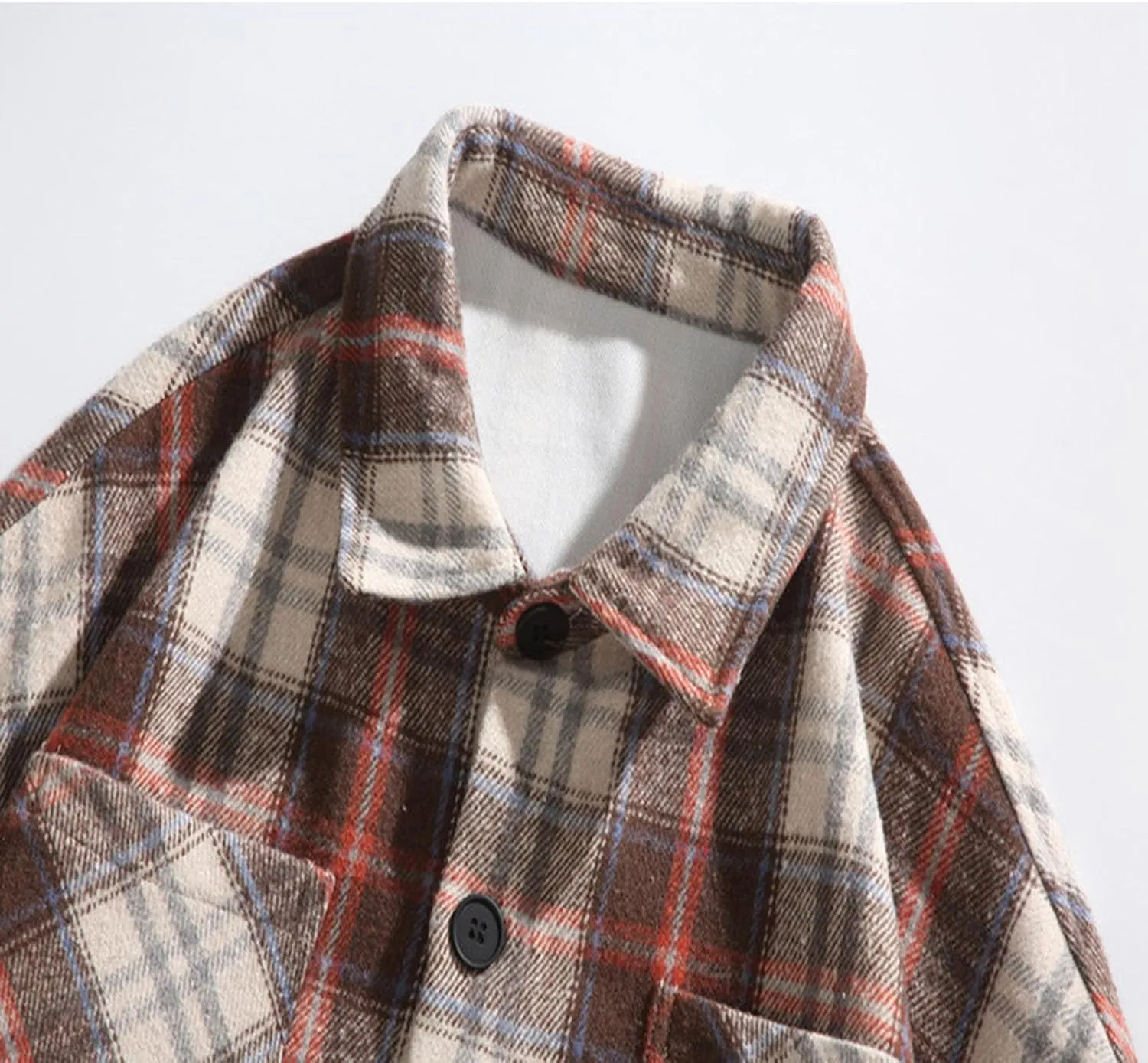 Mens Oversized Plaid Shirts Loose Comfy Flannel Classic Lapel Button Down Long Sleeve Shirt Fashion Fall Thin Shirt Coat
