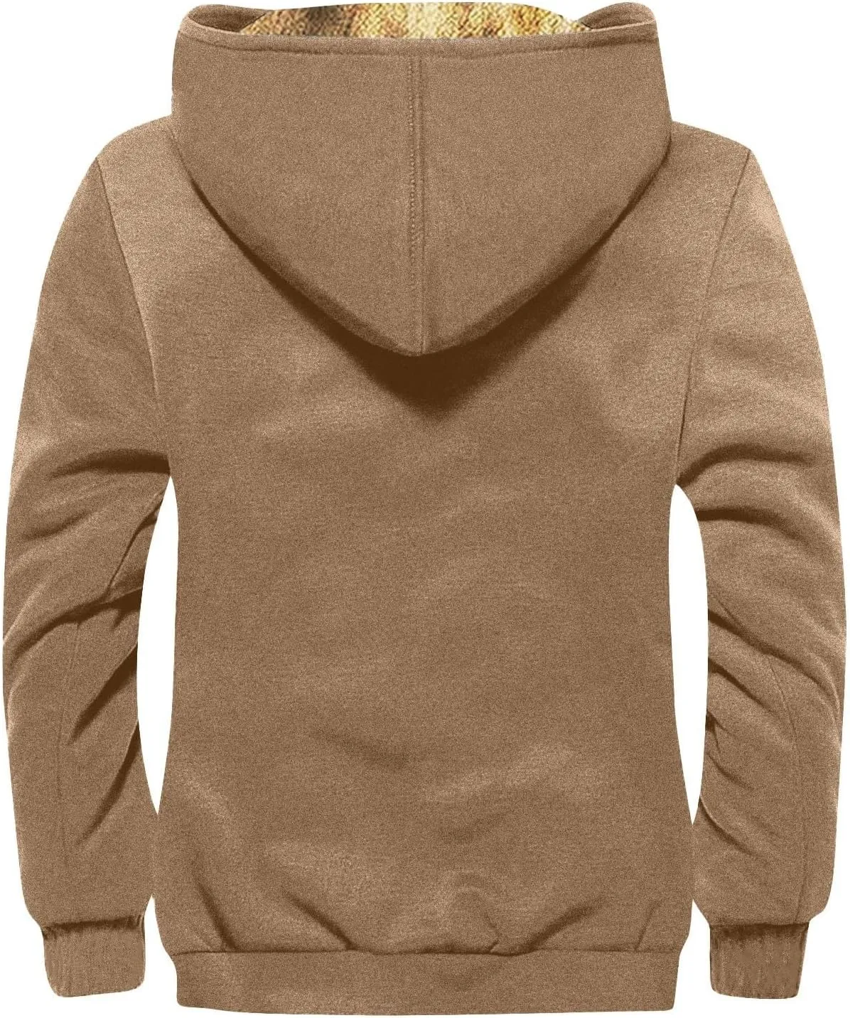 Mens Winter Jacket Winter Warm Hoodies Vintage Printed Jackets Sherpa Fleece Lined Coats Full Zipper Outwear