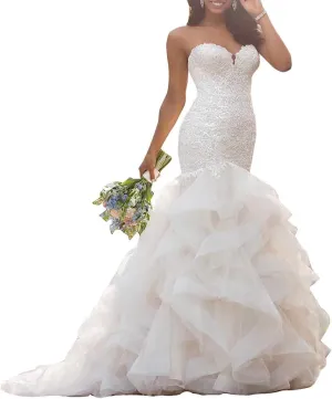 Mermaid Wedding Dresses for Bride 2024 Lace Bridal Gowns Beach Bridal Dress for Wedding Gowns, Style1-ivory
