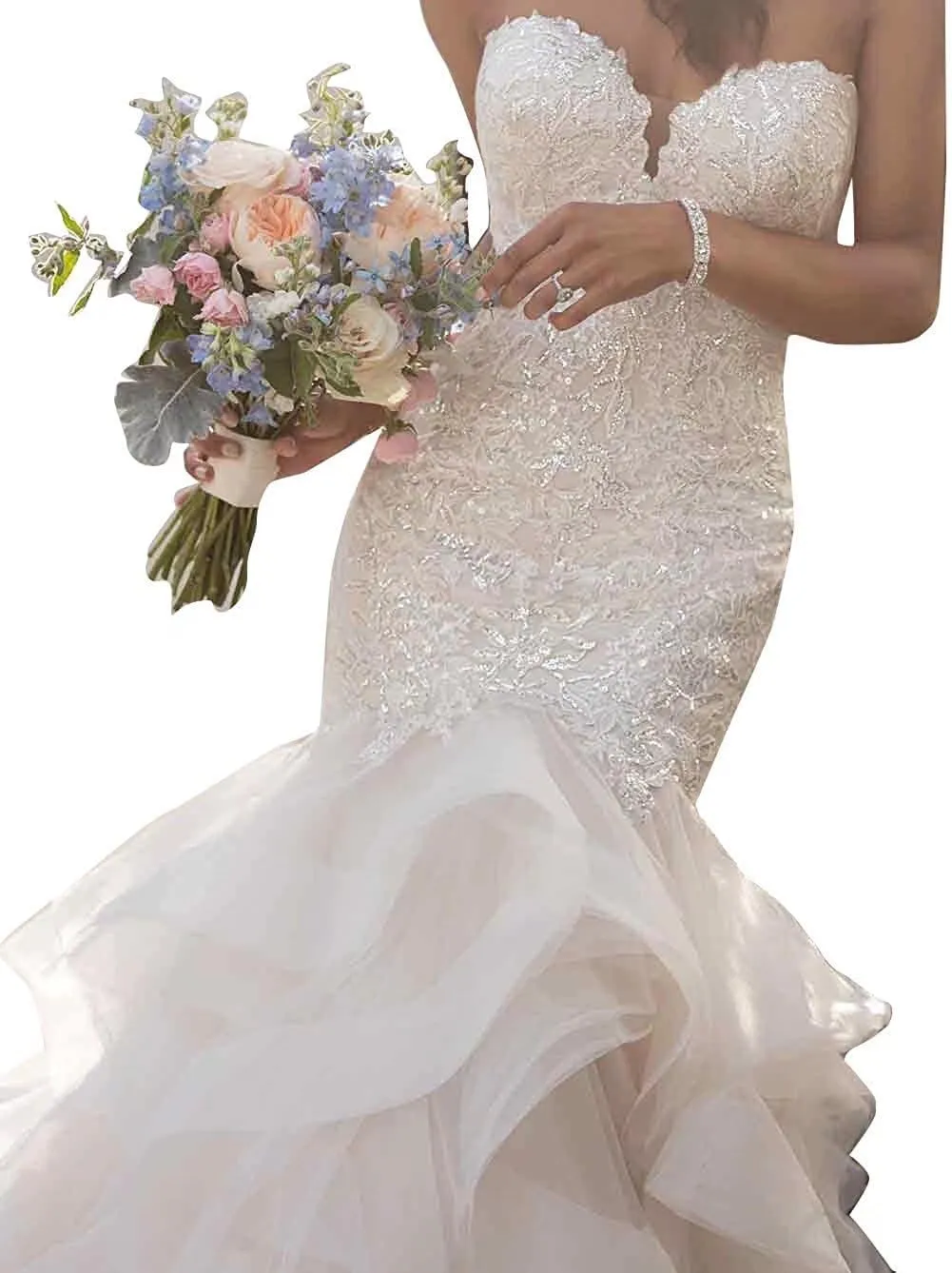 Mermaid Wedding Dresses for Bride 2024 Lace Bridal Gowns Beach Bridal Dress for Wedding Gowns, Style1-ivory