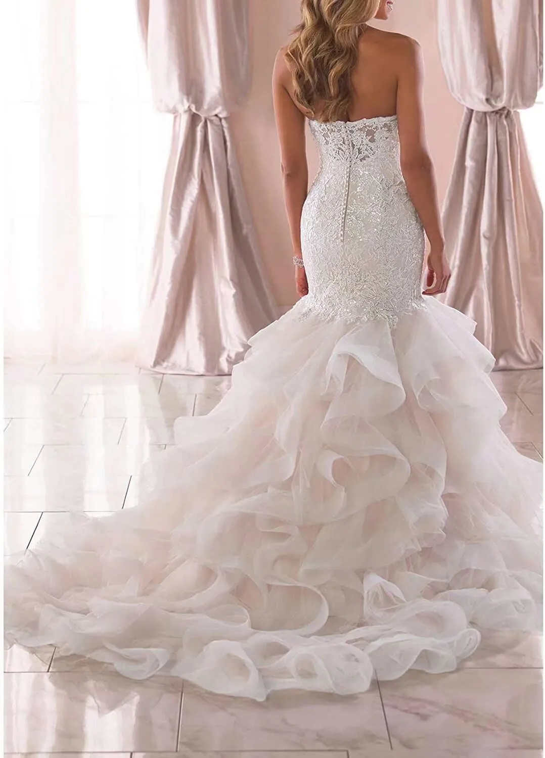 Mermaid Wedding Dresses for Bride 2024 Lace Bridal Gowns Beach Bridal Dress for Wedding Gowns, Style1-ivory