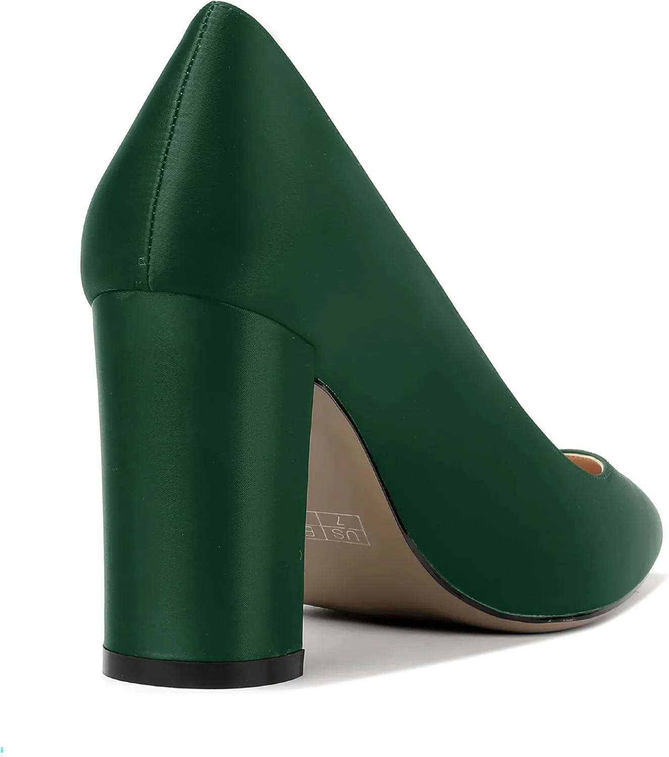 MERRORI Women's Dress Satin Pointed Toe Slip On Elegant Evening Chunky High Heel Pumps Shoes 3.3 Inch
