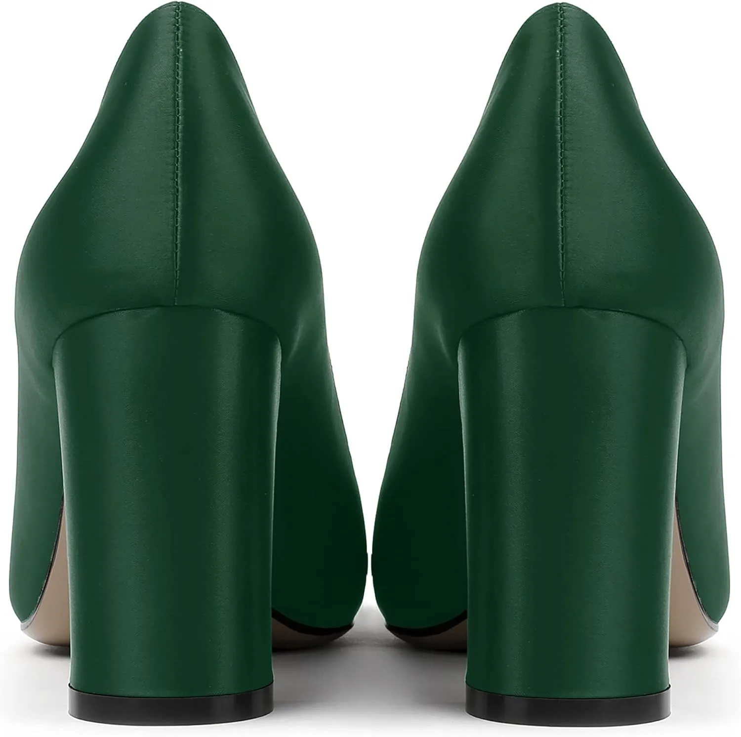 MERRORI Women's Dress Satin Pointed Toe Slip On Elegant Evening Chunky High Heel Pumps Shoes 3.3 Inch
