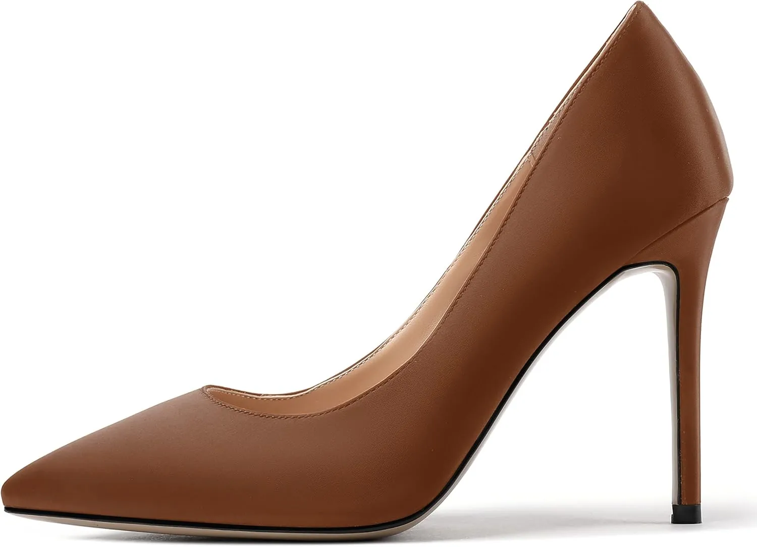 MERRORI Womens Pionted Toe Satin Solid Dress Elegant Evening Slip On Stiletto High Heel Pumps Shoes 4 Inch