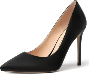 MERRORI Womens Pionted Toe Satin Solid Dress Elegant Evening Slip On Stiletto High Heel Pumps Shoes 4 Inch