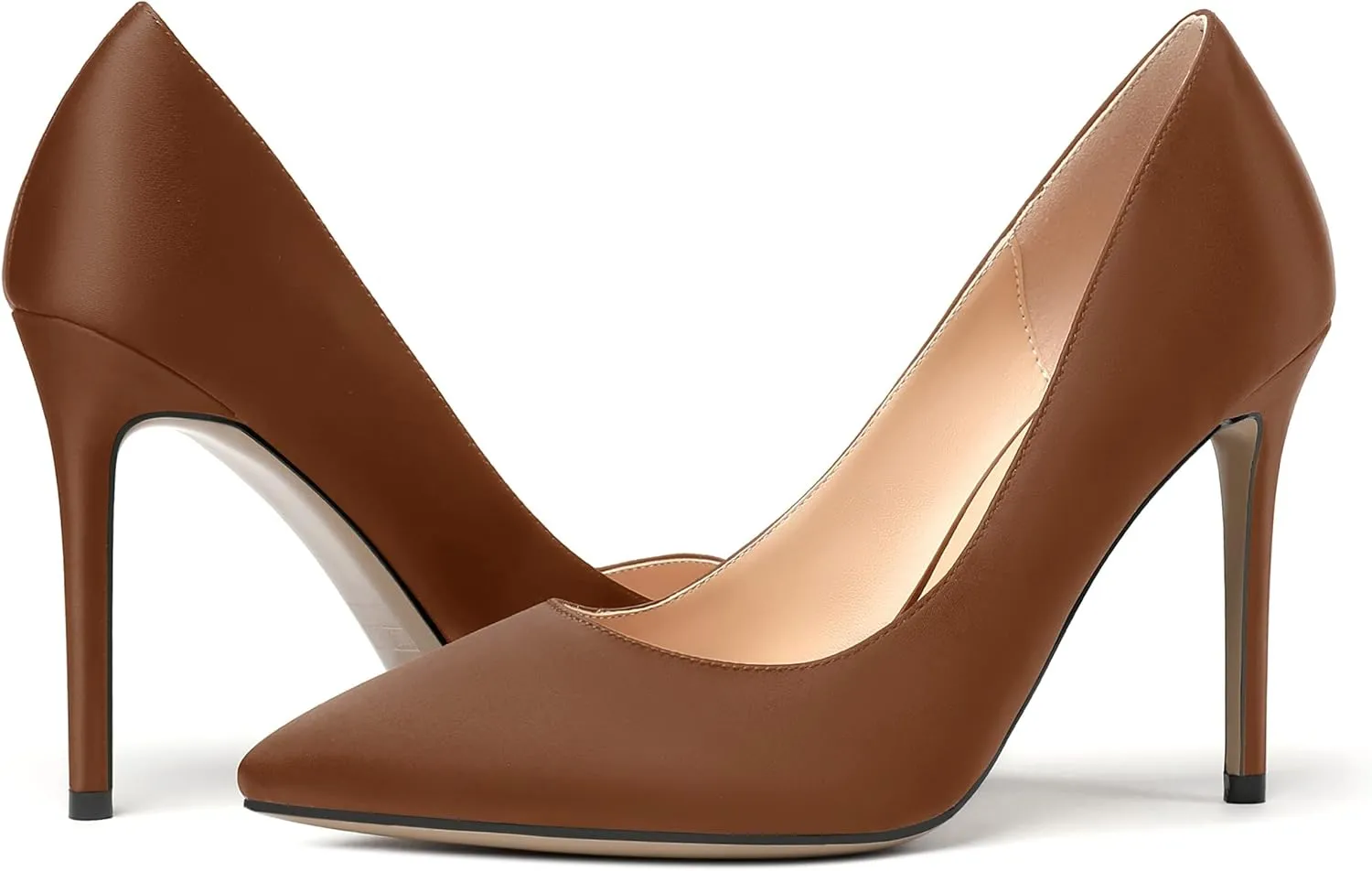MERRORI Womens Pionted Toe Satin Solid Dress Elegant Evening Slip On Stiletto High Heel Pumps Shoes 4 Inch