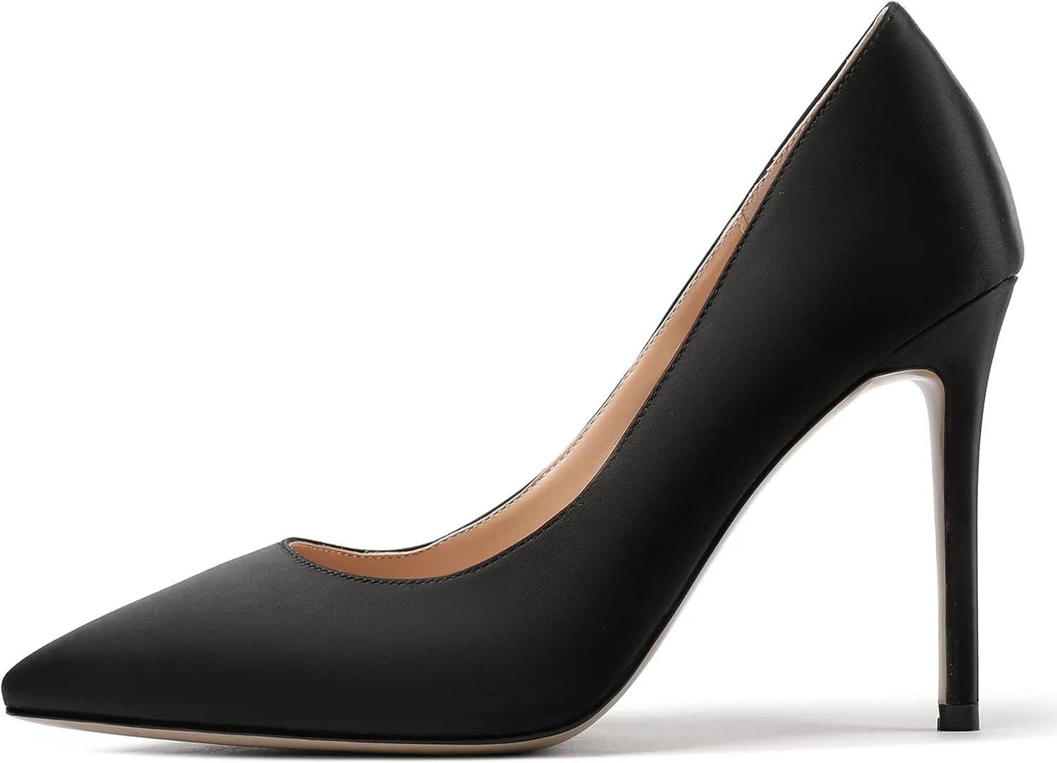 MERRORI Womens Pionted Toe Satin Solid Dress Elegant Evening Slip On Stiletto High Heel Pumps Shoes 4 Inch