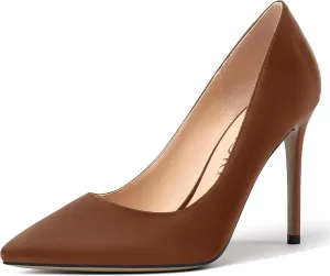 MERRORI Womens Pionted Toe Satin Solid Dress Elegant Evening Slip On Stiletto High Heel Pumps Shoes 4 Inch