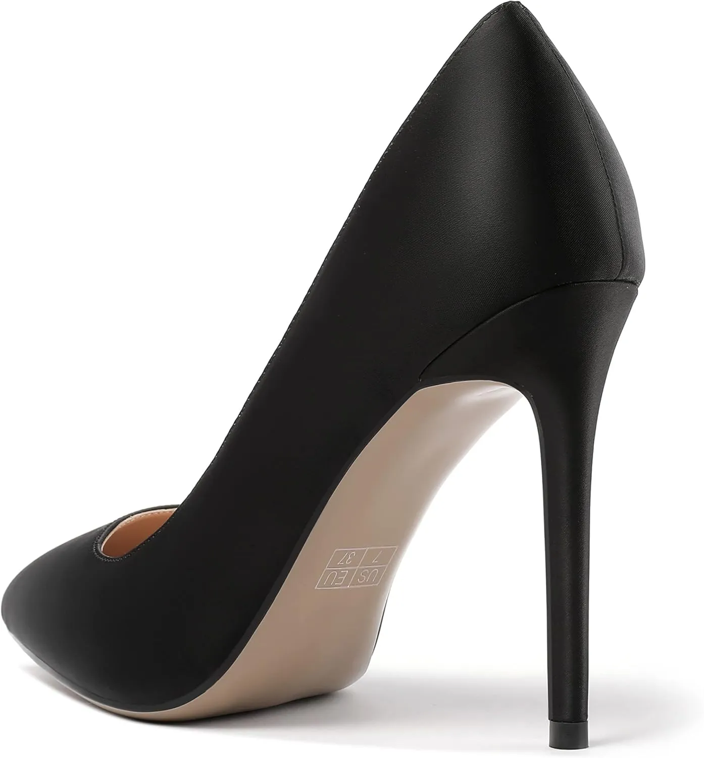 MERRORI Womens Pionted Toe Satin Solid Dress Elegant Evening Slip On Stiletto High Heel Pumps Shoes 4 Inch