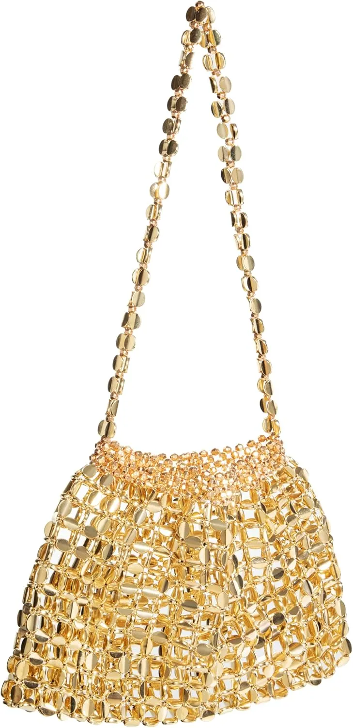 Metallic Bead Sequin Shoulder Bag | Acrylic Beaded Fashion Purse with Lining | Elegant Single-Strap Bag for Evening