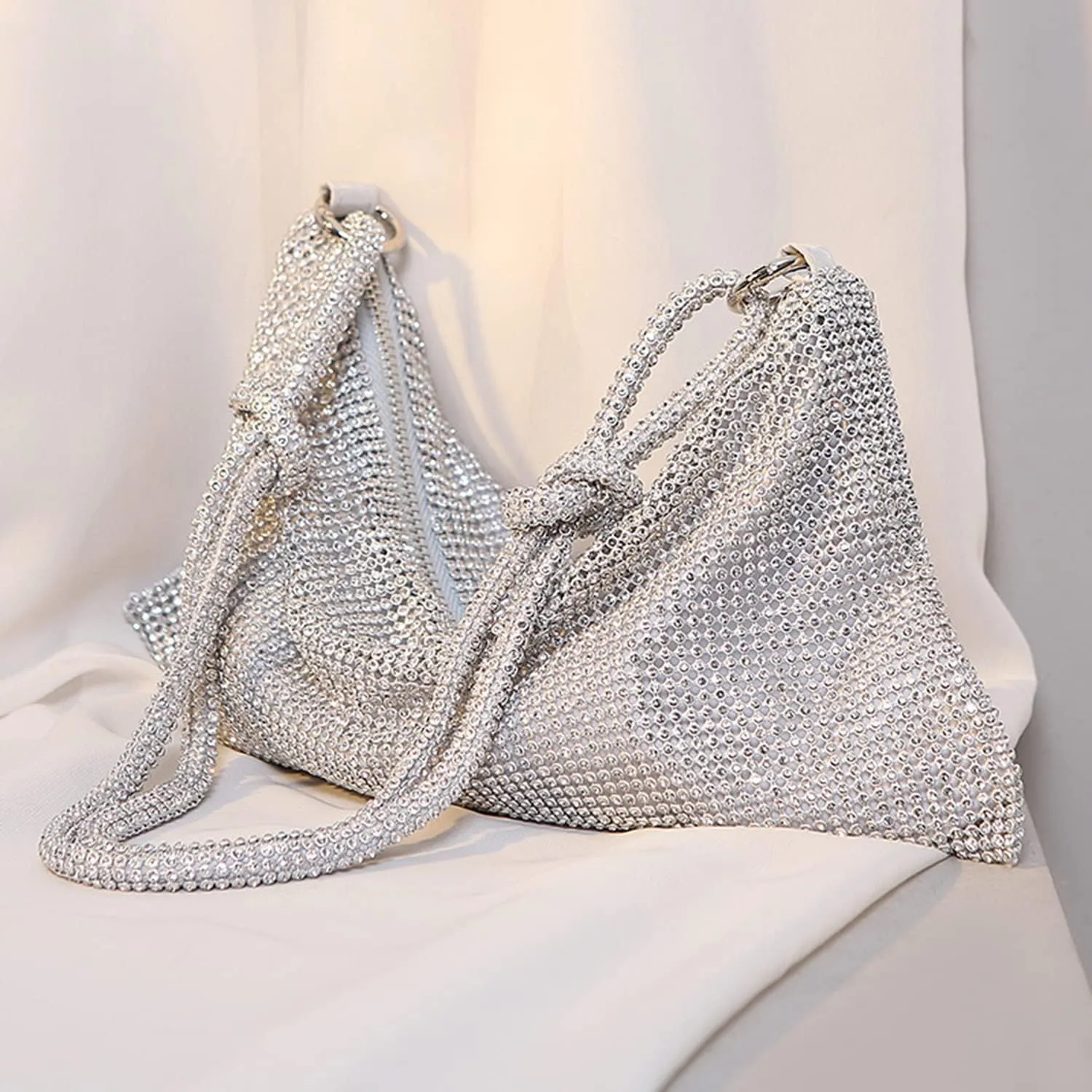 MIFXIN Women Rhinestone Evening Bag Handbag Bling Crystal Clutch Shoulder Bag Shiny Purse for Party Wedding