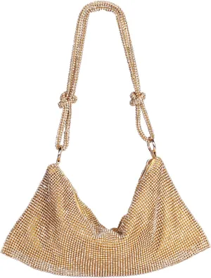 MIFXIN Women Rhinestone Evening Bag Handbag Bling Crystal Clutch Shoulder Bag Shiny Purse for Party Wedding