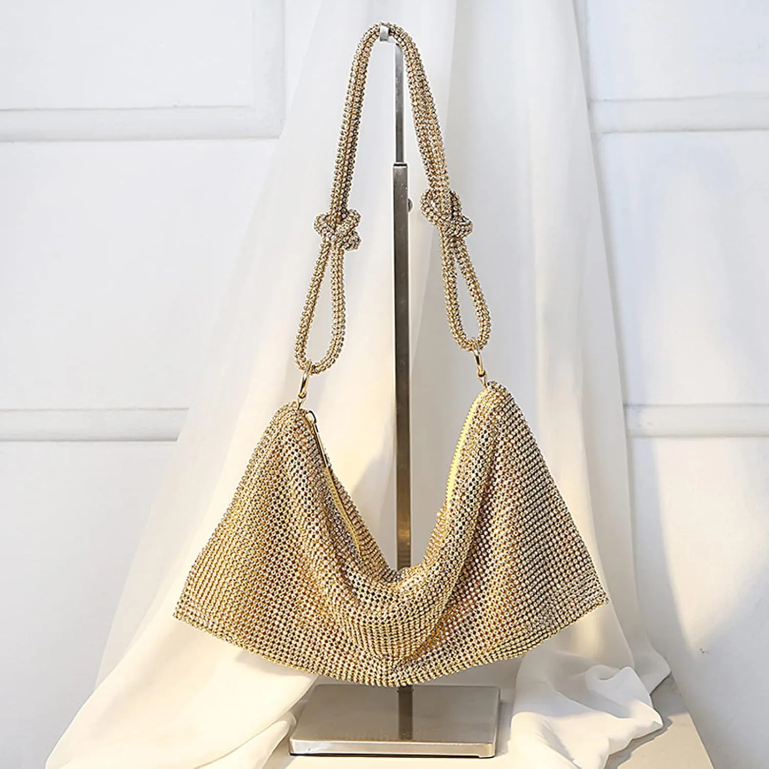 MIFXIN Women Rhinestone Evening Bag Handbag Bling Crystal Clutch Shoulder Bag Shiny Purse for Party Wedding